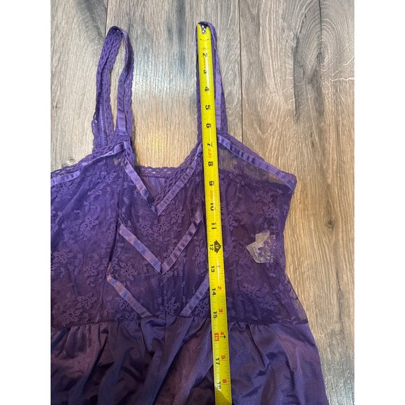 Vintage Purple Lace & Satin Womens Jumpsuit Medium Shadowline Wear Delicate Slee - Picture 5 of 11